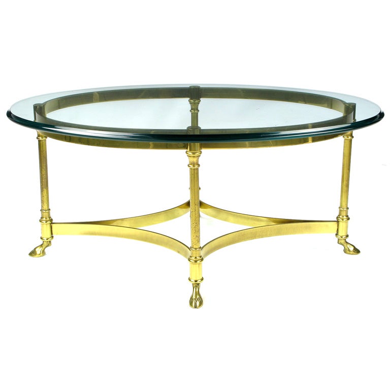 Brass Cocktail Table With Hoofed Feet By LaBarge