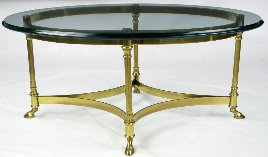 Brass Cocktail Table With Hoofed Feet By LaBarge 3