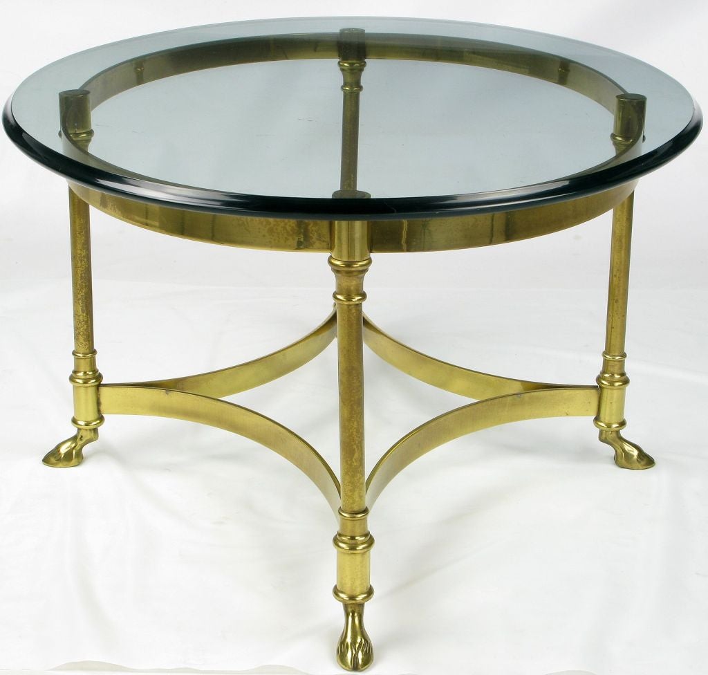 Brass Cocktail Table With Hoofed Feet By LaBarge 2