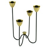 Swedish Modern Wrought Iron And Brass Candelabra