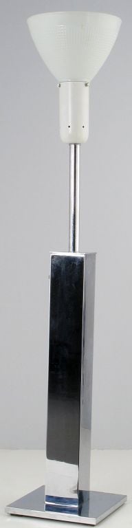American Large Chromed Column Table Lamp By Nessen For Sale