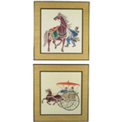 Pair Colorful Chinese Woodblock Prints 8