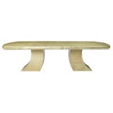 Karl Springer Pagoda Dining Table In Lacquered Natural Goatskin