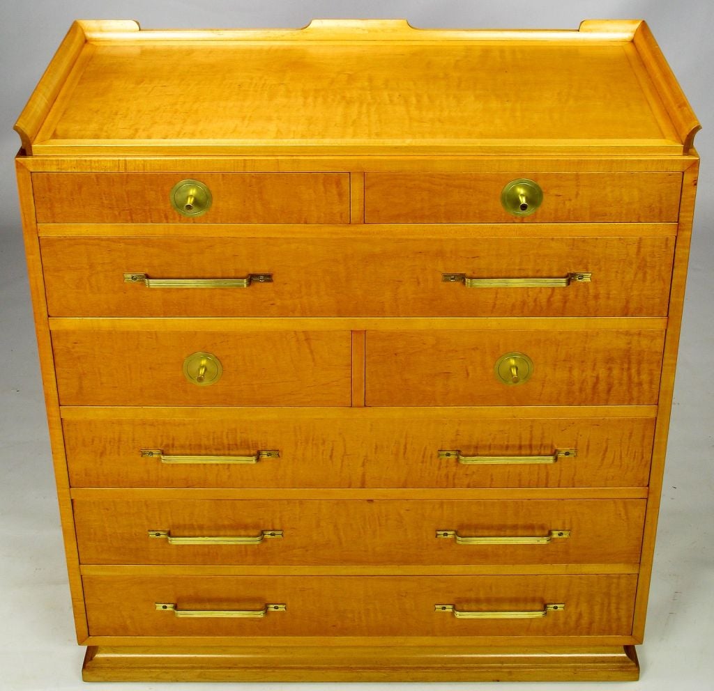 Parzinger Style Eight-Drawer Chest In Curly Maple