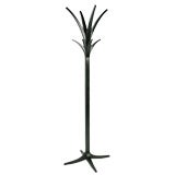 Vintage Art Deco Palm Tree Coat Stand In Black Lacquered Oak & Iron