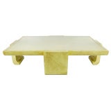 Monumental Asian Form Faux Goat Skin Coffee Table