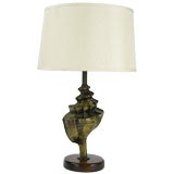 Vintage Cast Metal Conch Shell Table Lamp