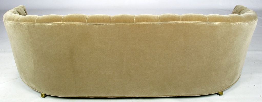 Wood Button Tufted Mohair Sofa By Baker