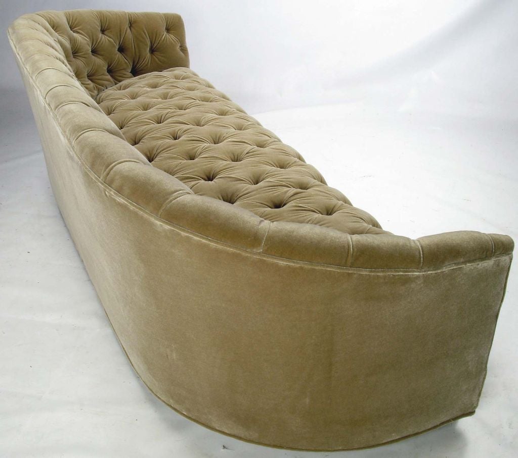 American Button Tufted Mohair Sofa By Baker