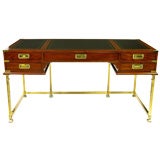 Mahogany, Brass, And Leather Campaign Desk By Sligh
