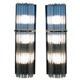 Pair Of Chrome And Glass Rod Sconces By Lightolier