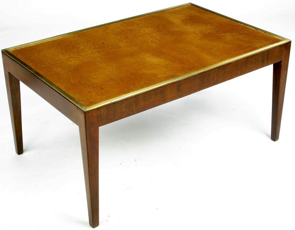 Davidson Ltd.  Mahogany & Tooled Leather Coffee Table