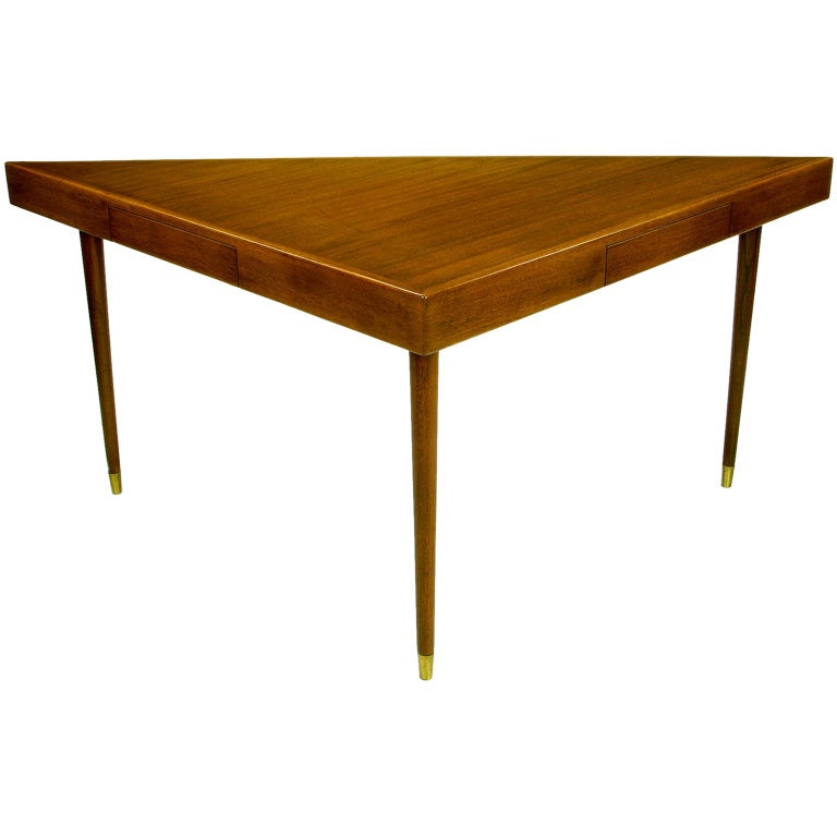 Triangular Sofa /Writing Table In Walnut By Harvey Probber