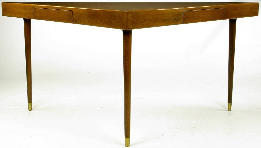 American Triangular Sofa /Writing Table In Walnut By Harvey Probber