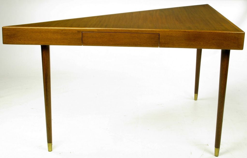 Mid-20th Century Triangular Sofa /Writing Table In Walnut By Harvey Probber