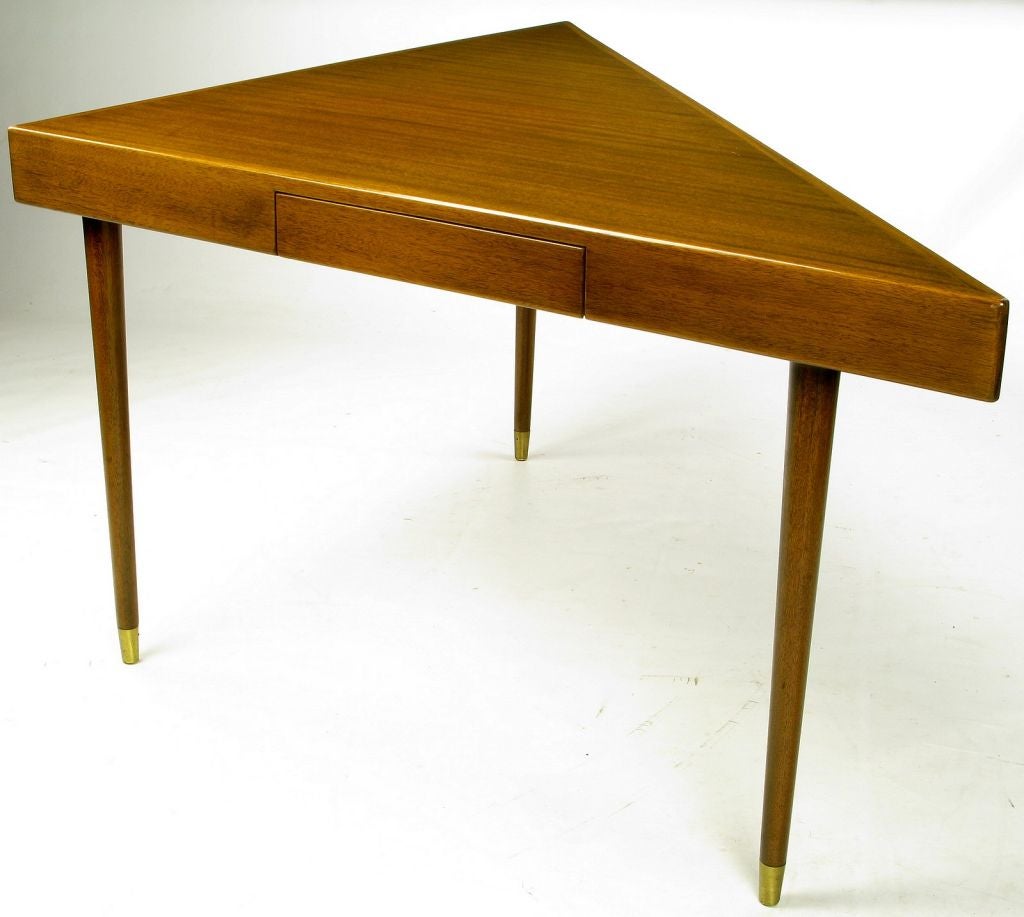 Triangular Sofa /Writing Table In Walnut By Harvey Probber 1