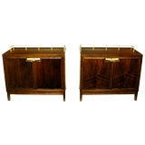 Pair Of Walnut Commodes With Brass Gallery Rails