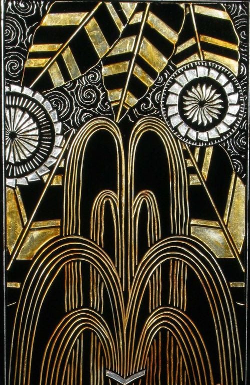 Deco Revival Three Panel Screen In Black Lacquer 3