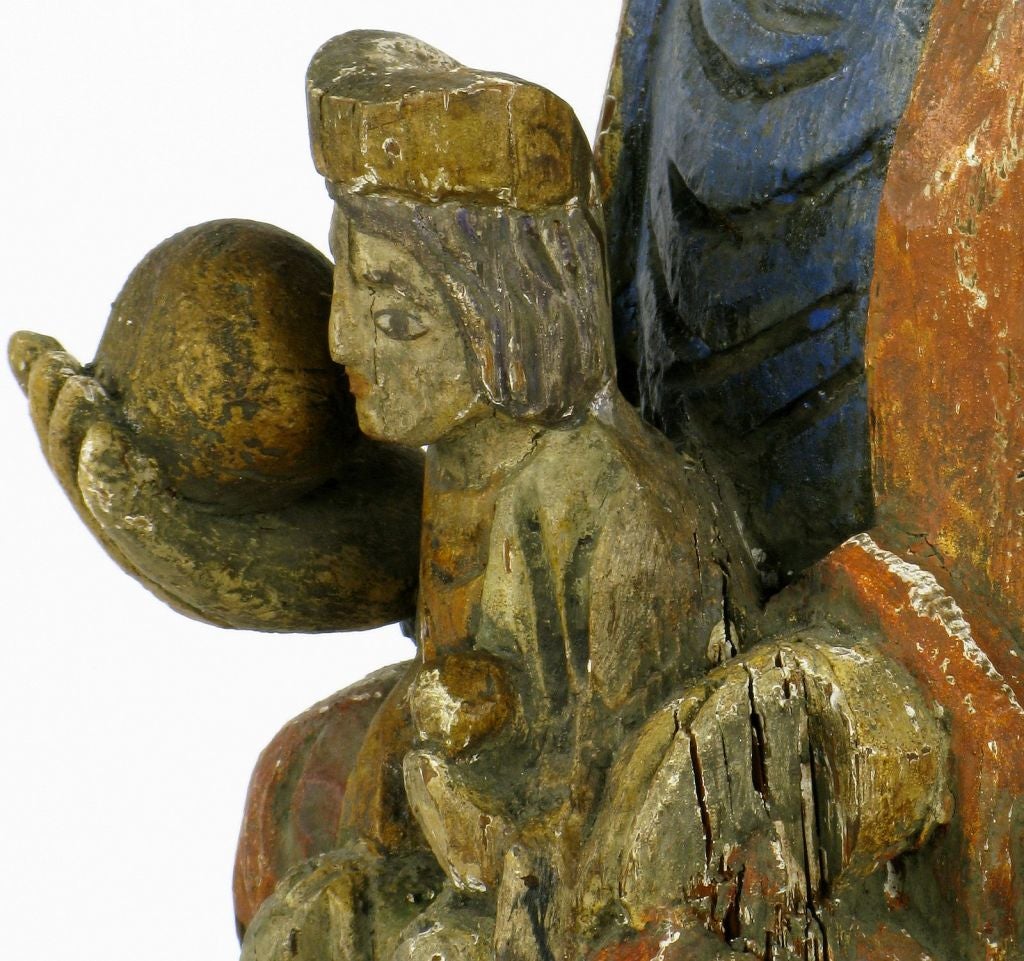 Carved &  Polychrome Wood Santos Of The Madonna & Child 2