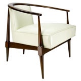 White Leather And Walnut Club Chair By Kipp Stewart