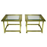 Pair Of Brass "Picture Frame" End Tables By Mastercraft