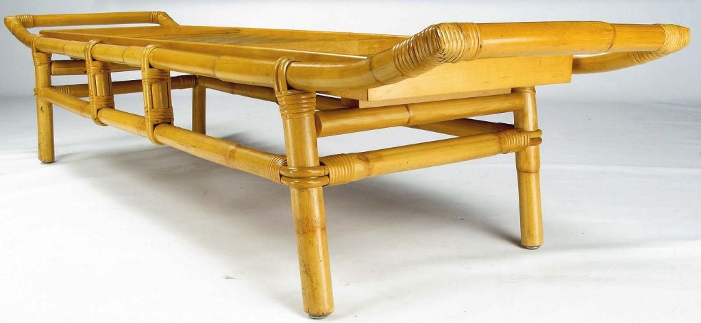 American Long And Low Pagoda Form Bamboo Coffee Table