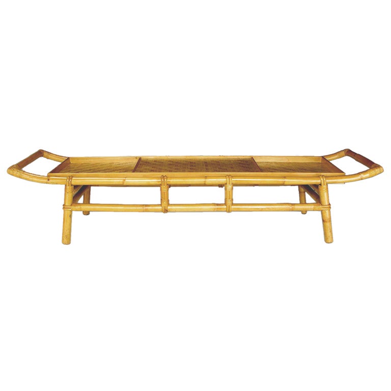 Long And Low Pagoda Form Bamboo Coffee Table