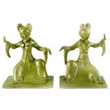 Pair Of Italian  Ceramic Geisha Statues