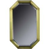 Octagonal  Patinated Brass  And Beveled Mirror