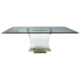 Grand Lucite And Brass Dining Table By Spectrum