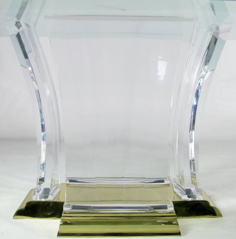 Acrylic Grand Lucite And Brass Dining Table By Spectrum