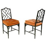 Pair Cocheo Chinese Chippendale Side Chairs