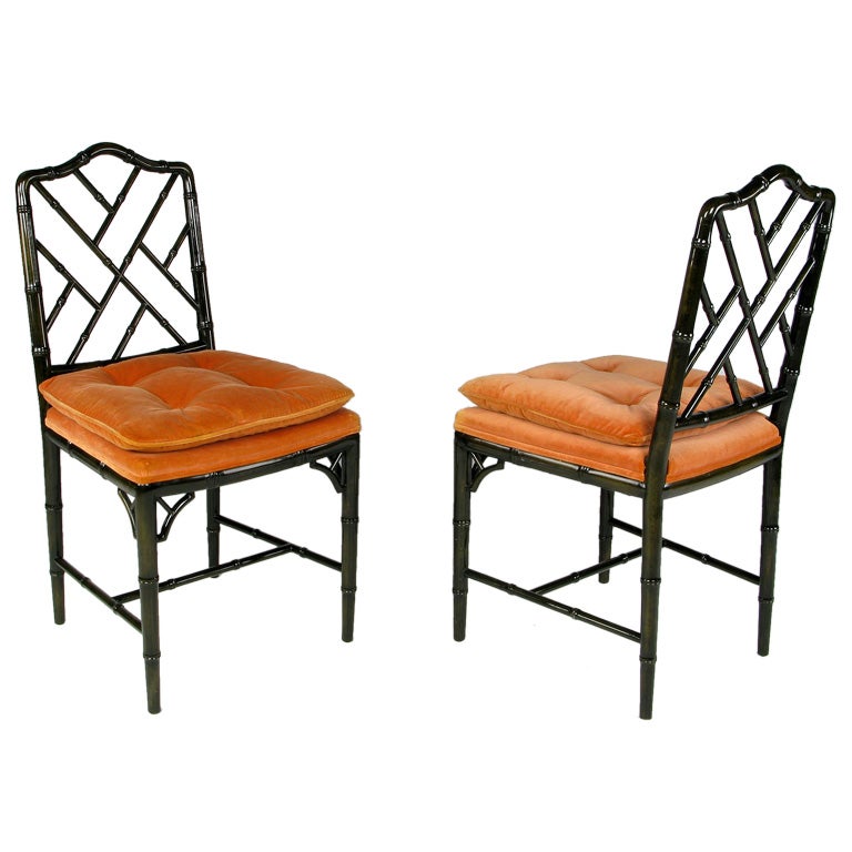 Pair Cocheo Chinese Chippendale Side Chairs