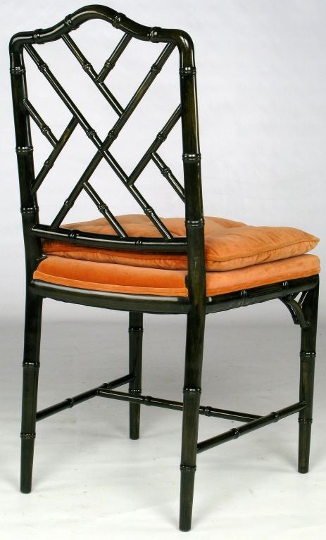 Mid-20th Century Pair Cocheo Chinese Chippendale Side Chairs