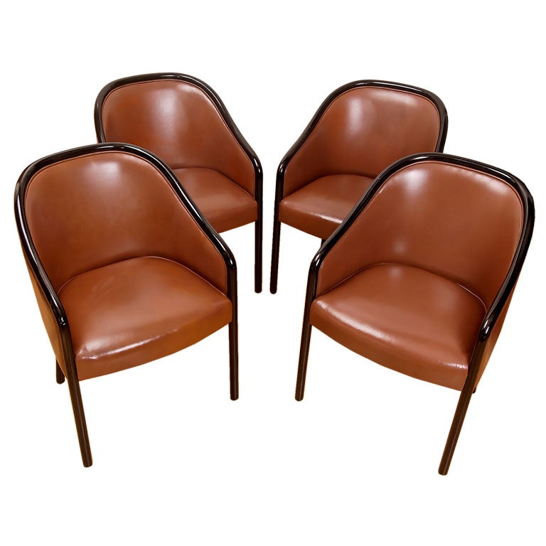 Set Of Four Ward Bennett Leather Arm Chairs