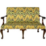 Kittinger Chippendale Mahogany Settee In Vivid Flamestitch