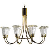 Murano Glass And Brass Eight Arm Chandelier