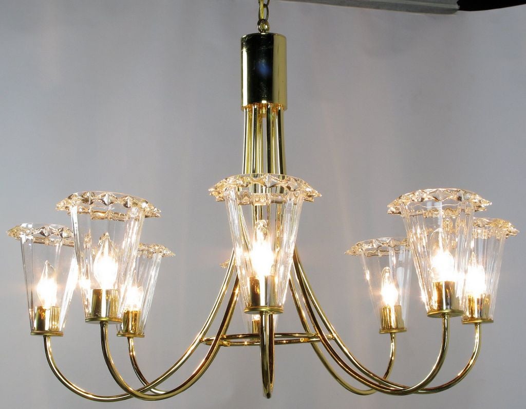 Murano Glass And Brass Eight Arm Chandelier