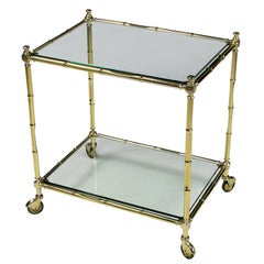 Italian Faux Bamboo Brass Bar Cart  Or Table