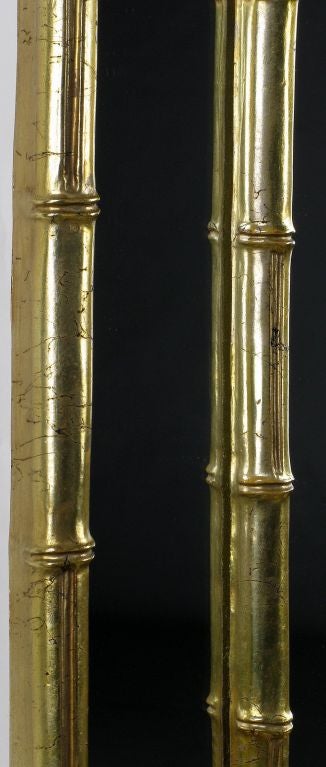 American Octagonal Bamboo Form Mirror In Patinated Gold Leaf