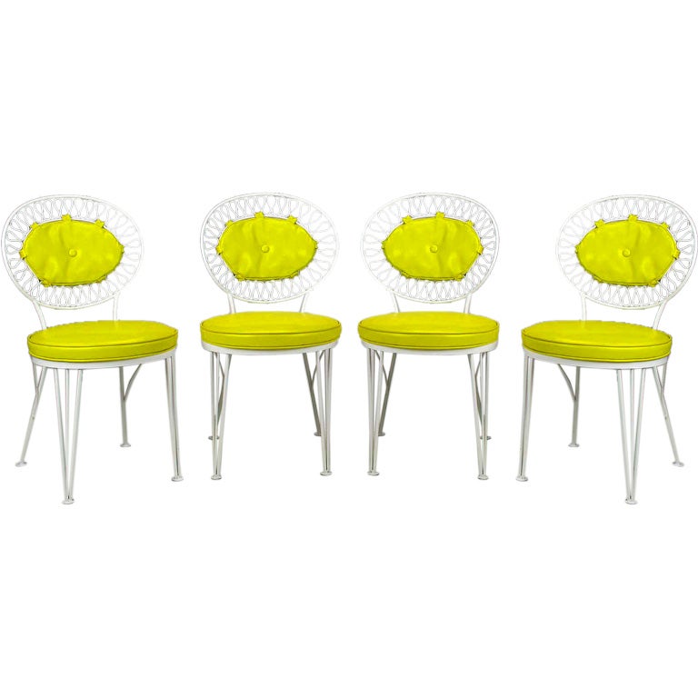 Set Four White Lacquered Maurizio Tempestini Chairs By Salterini