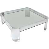 Large Lucite & Glass Coffee Table In The Manner Of Karl Springer