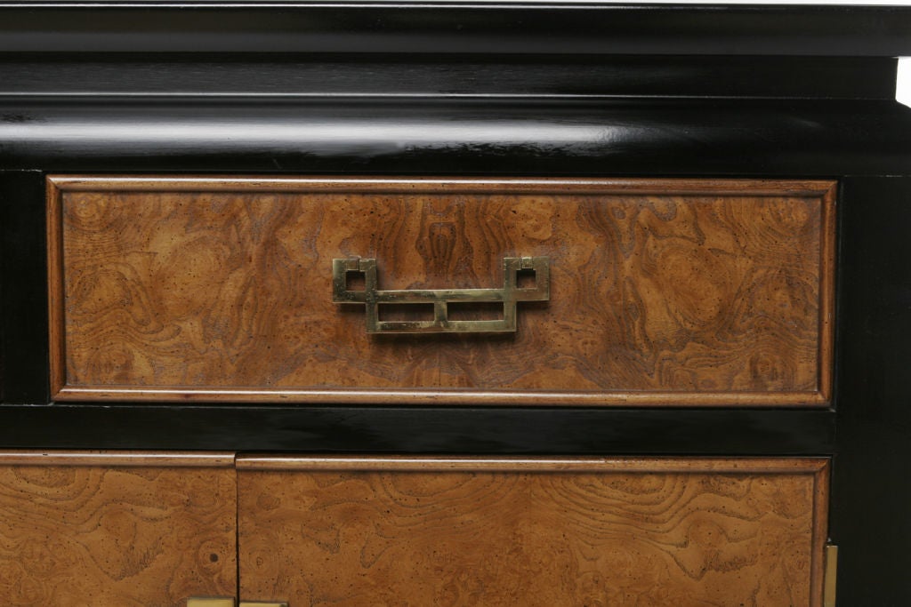 20th Century Asian Inspired Ebonized And Burl Sideboard
