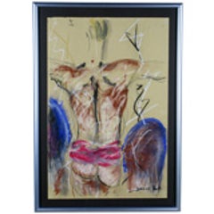 Signed Abstract Nude Gouache On Paper 8