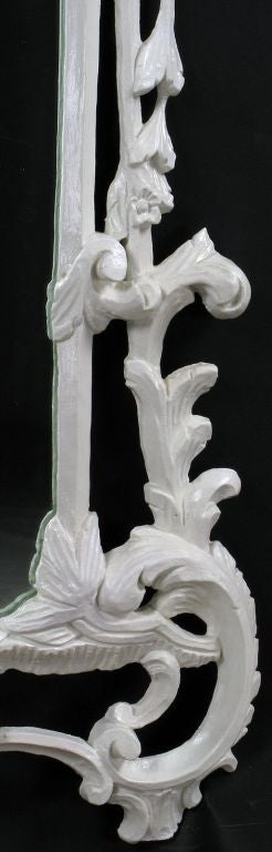 Mid-20th Century Carved Chinese Chippendale White Lacquer Wall Mirror