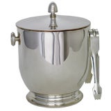 Fine Italian Silver Plated Ice Bucket With Tongs