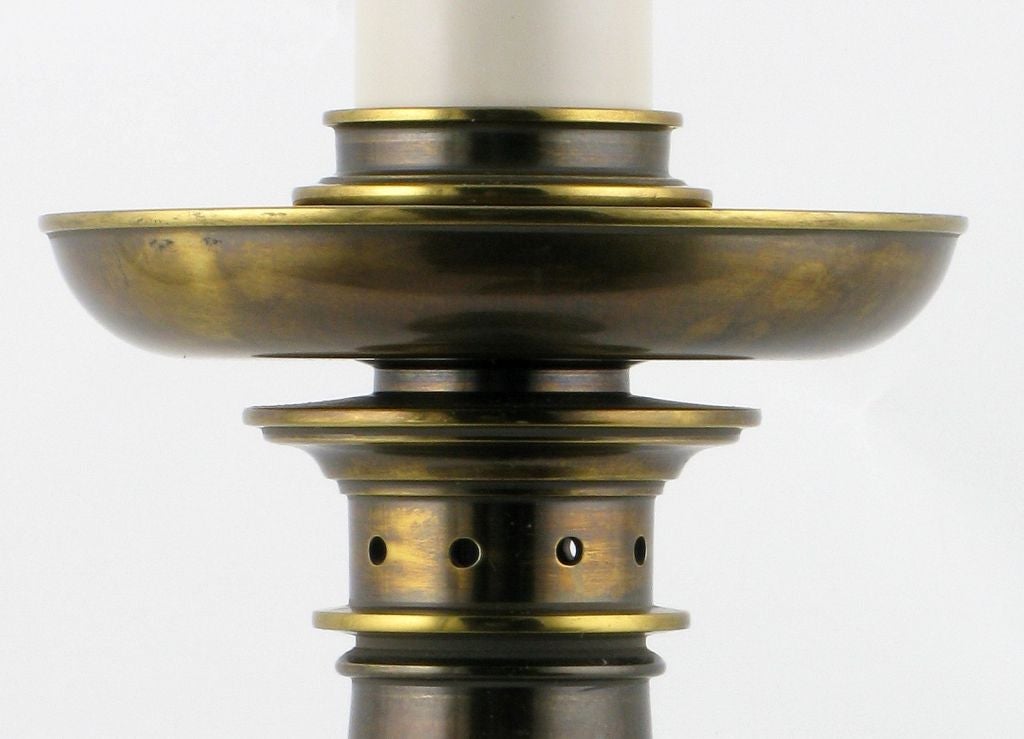 Mid-20th Century Impressive Pair Of Neoclassical Brass Table Lamps By Stiffel