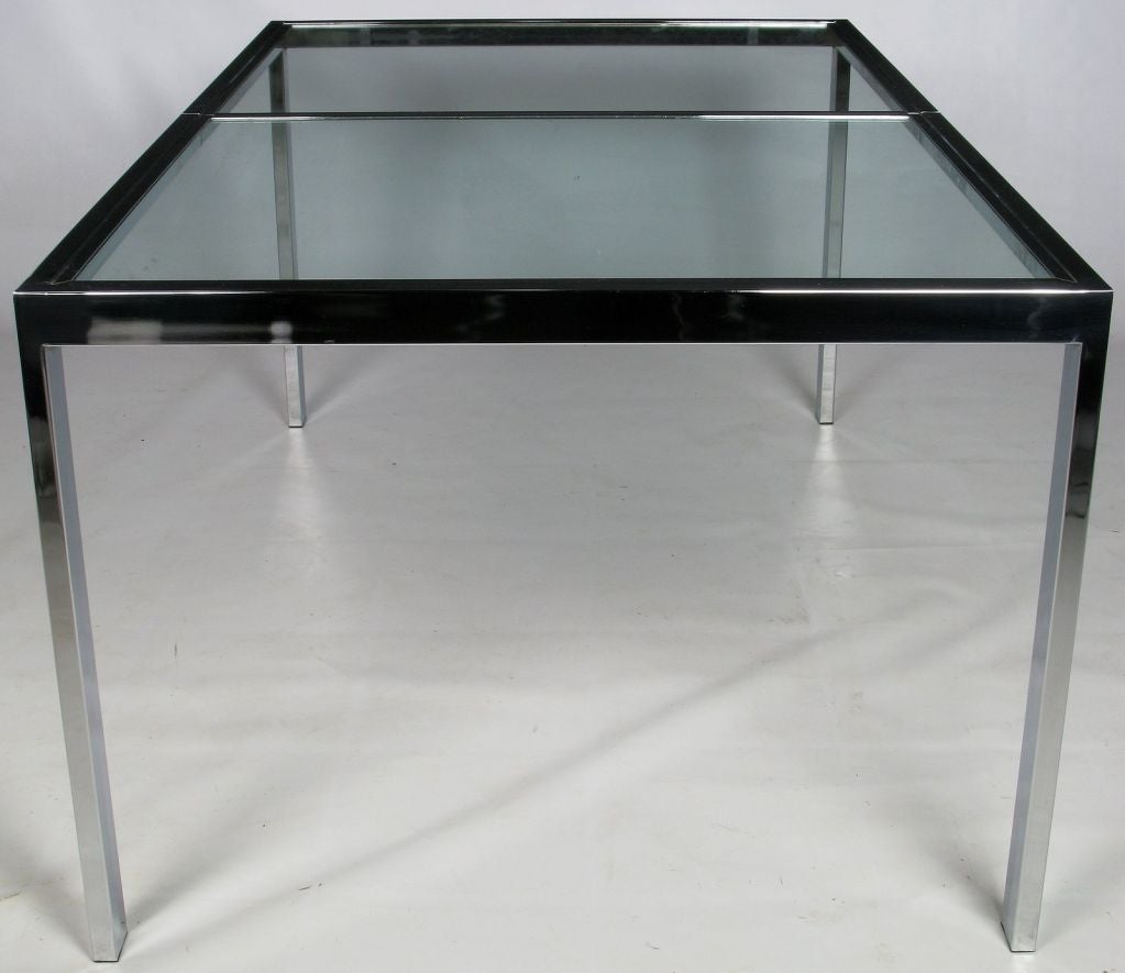 American Chromed Steel Parsons Style Dining Table In The Style of Milo Baughman For Sale
