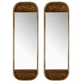 Pair Of Mastercraft Mirrors With Patinated Brass Frames