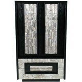 Black Lacquer And Silver Leaf Wardrobe Inspired By Paul Evans